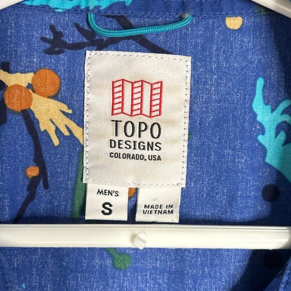 Topo Designs Men’s Small Tour Floral Custom Illustrated Print Button Down Shirt - Picture 2 of 11